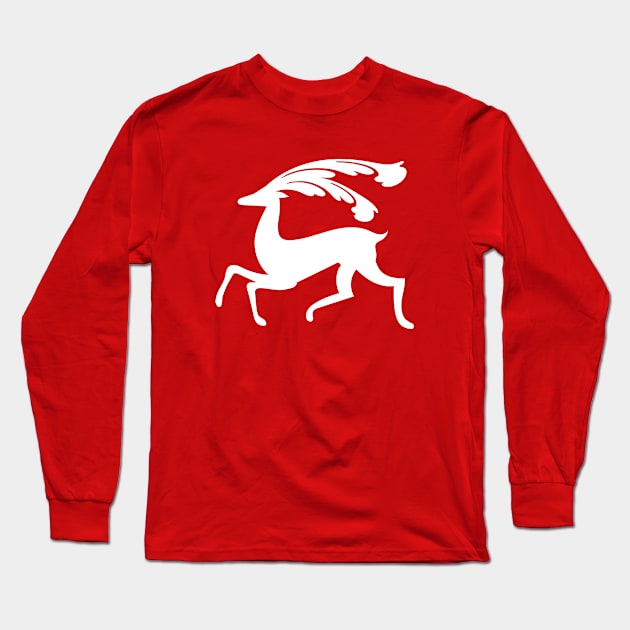 Christmas Deer Long Sleeve T-Shirt by AntiqueImages